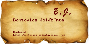 Bontovics Jolánta névjegykártya